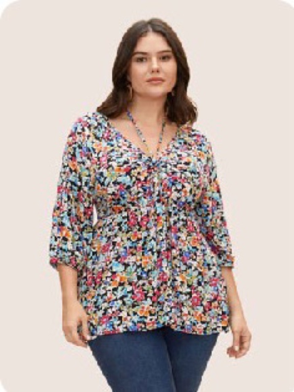 BloomChic Women’s Black Colored Floral V-Neck Tie Knot Top EUC Size 18-20
